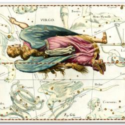 Zodiac Sign Virgo Constellation, vintage celestial map printed on parchment paper. Buy 3 and get 1 FREE